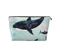 VTCTOASY Makeup Bag for Women Whale Travel Cosmetic Bag Large Capacity Portable Makeup Organizer Bags PU Leather Waterproof Toiletry Bag Cute Aesthetic Zipper Makeup Pouch, Silver, One Size