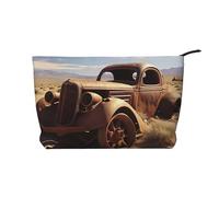 VTCTOASY Makeup Bag for Women White Blossom Cosmetic Bag Large Capacity Portable Makeup Organizer Bags Corduroy Travel Toiletry Bag Cute Aesthetic Zipper Makeup Pouch, Wheels Abandoned In The Desert,