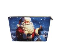VTCTOASY Makeup Bag for Women winter christmas santa Travel Cosmetic Bag Large Capacity Portable Makeup Organizer Bags PU Leather Waterproof Toiletry Bag Cute Aesthetic Zipper Makeup Pouch, Gold, One
