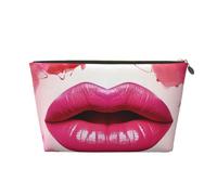 VTCTOASY Makeup Bag for Women Woman Lips Travel Cosmetic Bag Large Capacity Portable Makeup Organizer Bags PU Leather Waterproof Toiletry Bag Cute Aesthetic Zipper Makeup Pouch, Gold, One Size