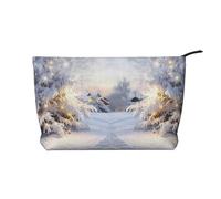 VTCTOASY Makeup Bag for Women Women's Face Tree Cosmetic Bag Large Capacity Portable Makeup Organizer Bags Corduroy Travel Toiletry Bag Cute Aesthetic Zipper Makeup Pouch, Winter Snowy, One Size