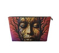 VTCTOASY Makeup Bag for Women Women's Face Tree Travel Cosmetic Bag Large Capacity Portable Makeup Organizer Bags PU Leather Waterproof Toiletry Bag Cute Aesthetic Zipper Makeup Pouch, Gold, One Size