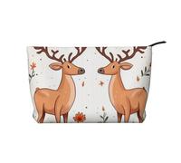 VTCTOASY Makeup Bag for Women York City Sunset Picture Cosmetic Bag Large Capacity Portable Makeup Organizer Bags Corduroy Travel Toiletry Bag Cute Aesthetic Zipper Makeup Pouch, Two Elk, One Size