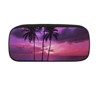 VTCTOASY Palm Tree Purple Sunset Pencil Case Large Capacity Pencil Pouch for Women Men Cute Aesthetic Pencil Bag Office Stationery Organizer Multifunctional Coin Pouch for Office Holiday