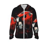 VTCTOASY Sun Protection Hoodie for Men Women Jacket UPF 50+ Long Sleeve Sun Shirts Red Ladybug Rash Guard Sun Shirt, Black, XXL