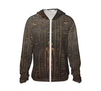 VTCTOASY Sun Protection Hoodie Jacket Long Sleeve Zip Ancient Egyptian Hieroglyph Print Sun Shirt With Pockets For Men Women, Black, Medium