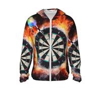VTCTOASY Sun Protection Hoodie Jacket Long Sleeve Zip Dart Board Print Sun Shirt With Pockets For Men Women, Black, L
