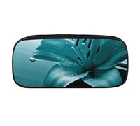 VTCTOASY Teal Lily Pencil Case Large Capacity Pencil Pouch for Women Men Cute Aesthetic Pencil Bag Office Stationery Organizer Multifunctional Coin Pouch for Office Holiday