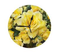 VTCTOASY Wall Clock Silent Non-Ticking Wall Clocks Modern Wall Clock Yellow Rose Classic Battery Operated Clock Round Wall Clock Decorative for Living Room Office Bedroom Kitchen Bathroom