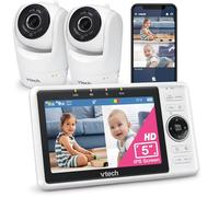 VTech 2-Cameras Smart WiFi Baby Monitor with 1080p FHD Camera and 5" HD IPS Screen, Free App with Motion Video, Sound/Motion Detection and Notifications, Split-Screen, Pan-Tilt-Zoom: VM901-2HD