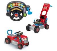 VTech 3-in-1 Tractor & Lawn Mower, Interactive Learning Toy with Steering Wheel, 4 Songs and 36 Melodies