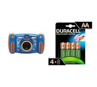 VTech 507103 Kidizoom Duo 5.0 Playset, Blue with Duracell Recharge Ultra Type AA Batteries 2500 mAh, Pack of 4