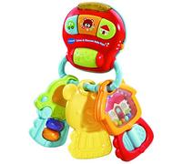 VTech Baby Drive & Discover Baby Keys, English | Press buttons and shake the keys to trigger songs, phrases and music, with beads, spinners and a mirror. From birth