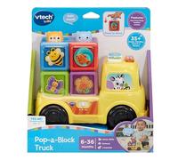 VTech Baby Pop-a-Block Truck, Interactive Learning Toy, Sensory Toy, Develops Motor Skills, Teaches Numbers, Shapes and Textures, Suitable for Ages 6, 9, 12 Months Plus, English Version