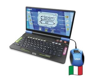 VTech Bit Smart Genius Plus Black, Interactive Computer for Children, Computer with Mouse, 164 Activities, Bilingual Teaching Computer Italian and English, QWERTY Keyboard, Batteries in