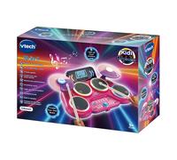 VTech Kidi DJ Drums Pink, Light-up Electronic Drum Kit for Kids, with 4 Drums, 2 Cymbals, Drum Sticks, Bluetooth, Coach Mode and More, Music Toy for