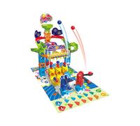 VTech Marble Rush Game Zone, Construction Toys for Kids, 12 Marbles and 62 Building Pieces, Marble Run Track Set with Red vs Blue Game Battle, 4 Games to Play, 4 Years +, English Version