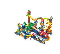 VTech Marble Rush Magentic Dino Adventure, Construction Set for Kids, 10 Marbles & 100 Building Pieces, Building Toy, Dinosaur Marble Run with Light &