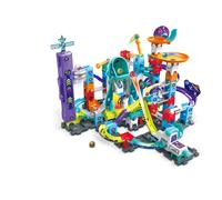 VTech Marble Rush Magnetic Magic, Construction Toys for Kids, 10 Marbles and 120 Building Pieces, Electronic Marble Run Track Set, Exciting Stunts &