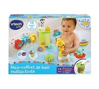 VTech - Maxi Multi Activity Bath Set, 15 Baby Bath Toys, Animals, Boats, 3 Shapes, 3 Balls, Storage Net, Gift for Children Boy and Girl from 1 Year