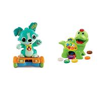 VTech Play & Chase Puppy, Interactive Baby Toy with 2 Modes of Play & Baby Feed Me Dino | Musical Baby Toy with Numbers, Counting Music & Shapes | Interactive Light Up Toy