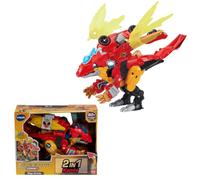 Vtech - Switch & Go - Combo Mega Dragon - 2-in-1 Toy T-Rex & Racing Car, Transforms into Mega Dragons, Interactive with Light, Sound & Over 60 Phrases, from 3 Years
