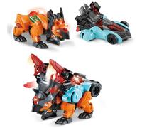 Vtech Switch & Go Dinos - Combo Triceratops - 2-in-1 Dino Car Toy Figure with Simm, Sound and Light Effects - Includes Triceratops Fact Card - For Children Aged 3-8 Years