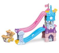 Vtech Toot-Toot Drivers Enchanted Castle Slide, English | Build 2 small towers or 1 tall castle tower, then send the included SmartPoint Cinderella carriage down the slide. Ages 1-5