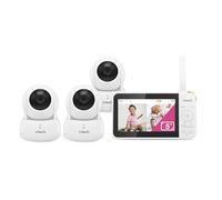 VTech Video Baby Monitor with 3 Cameras, 5" LCD Screen, Up to 17Hrs Video & 31Hrs Audio Battery Life, Night Vision, 1000ft Range, Pan-Tilt-Zoom, Lullabies, Soothing Sounds, Temperature Sensor, VM924-3