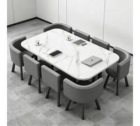 VTELGT Conference Table And 8 Chairs for Office & Meeting Room - Long Rectangular Desk Set for 8-10 People, Adjustable Foot Pads,Easy Assembly,White