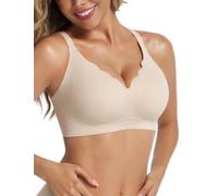 Vtelor Non-Wired Bra Women's Without Underwire Seamless Push Up Bra Large Breasts Strong Hold Seamless Bra Soft Bra Comfortable Bustier Padded Bralette, White, M