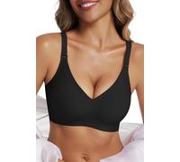 Vtelor Non Wired Bras for Women Seamless Wireless Push Up Bra Support Sleep Comfort Bralettes for Womens Ladies Soft Tshirt Padded Bra Small to Plus Size (UK, Alpha, 3XL, Regular, Regular, Black)