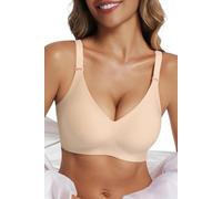 Vtelor Non Wired Bras for Women Seamless Wireless Push Up Bra Support Sleep Comfort Bralettes for Womens Ladies Soft Tshirt Padded Bra Small to Plus Size (UK, Alpha, S, Regular, Regular, Beige)