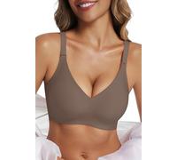 Vtelor Non Wired Bras for Women Seamless Wireless Push Up Bra Support Sleep Comfort Bralettes for Womens Ladies Soft Tshirt Padded Bra Small to Plus Size (UK, Alpha, S, Regular, Regular, Brown)