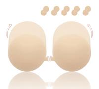 Vtelor Strapless Bra Sticky Push up Stick on Backless Bra Womens Bras Reusable Breathable Invisible Bras Skin Friendly Sticky Padded for Dress Party Beach Wedding