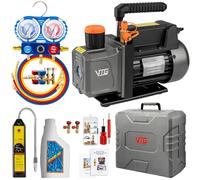VTG VOGTEN AC Vacuum Pump and Gauge, 4.5 CFM Vacuum Pump, Manifold Blade Set for Mini Split Car HVAC, Compatible with R134a, R12, R22, R410a, Includes Leak Detector, R134a Can Tap