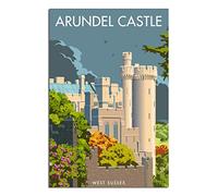 VTGCLT England Arundel Castle Vintage Travel Posters Trees Canvas Painting Pictures Prints Wall Art for Bedroom Office Decor 08x12inch(20x30cm)