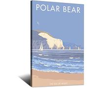 VTGCLT England Isle of Wight Vintage Travel Posters Polar Bear Canvas Painting Pictures Prints Wall Art for Bedroom Office Decor 12x18inch(30x45cm)