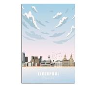 VTGCLT England Liverpool Vintage Travel Posters City Seascape Canvas Painting Pictures Prints Wall Art for Bedroom Office Decor 20x30inch(50x75cm)