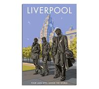 VTGCLT England Liverpool Vintage Travel Posters Four Lads Who Shook The World Canvas Painting Pictures Prints Wall Art for Bedroom Office Decor 12x18inch(30x45cm)