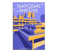 VTGCLT England London Southbank Vintage Travel Posters National Theatre Canvas Painting Pictures Prints Wall Art for Bedroom Office Decor 24x36inch(60x90cm)