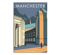 VTGCLT England Manchester Vintage Travel Posters Central Library Canvas Painting Pictures Prints Wall Art for Bedroom Office Decor 16x24inch(40x60cm)