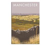 VTGCLT England Manchester Vintage Travel Posters from Cown Edge Canvas Painting Pictures Prints Wall Art for Bedroom Office Decor 20x30inch(50x75cm)