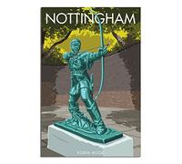 VTGCLT England Nottingham Vintage Travel Posters Robin Hood Canvas Painting Pictures Prints Wall Art for Bedroom Office Decor 16x24inch(40x60cm)