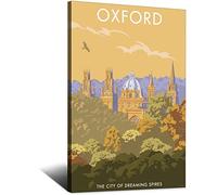 VTGCLT England Oxford Vintage Travel Posters Dreaming Spires City Canvas Painting Pictures Prints Wall Art for Bedroom Office Decor 12x18inch(30x45cm)