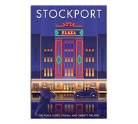 VTGCLT England Stockport Vintage Travel Posters The Plaza Super Cinema And Variety Theatre Canvas Painting Pictures Prints Wall Art for Bedroom Office Decor 08x12inch(20x30cm)
