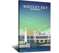VTGCLT England Whitley Bay Vintage Travel Posters Town Canvas Painting Pictures Prints Wall Art for Bedroom Office Decor 08x12inch(20x30cm)