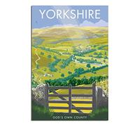 VTGCLT England Yorkshire Vintage Travel Posters God's Own County Canvas Painting Pictures Prints Wall Art for Bedroom Office Decor 20x30inch(50x75cm)
