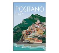VTGCLT Italy Positano Vintage Travel Posters Coastal Town Canvas Painting Pictures Prints Wall Art for Bedroom Office Decor 08x12inch(20x30cm)