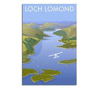VTGCLT Scotland Loch Lomond Vintage Travel Posters Plane Freshwater Lake Canvas Painting Pictures Prints Wall Art for Bedroom Office Decor 12x18inch(30x45cm)